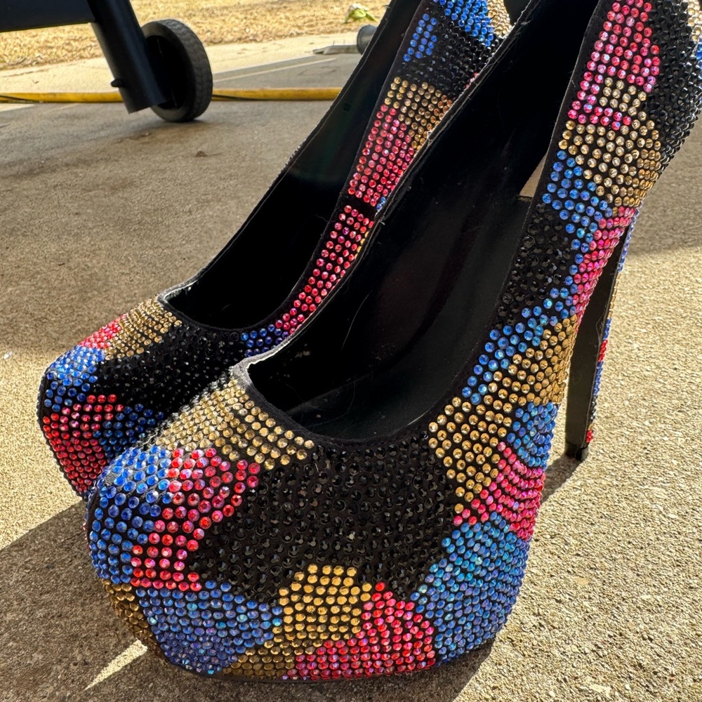 Colorful Rhinestone Steve Madden platform heels